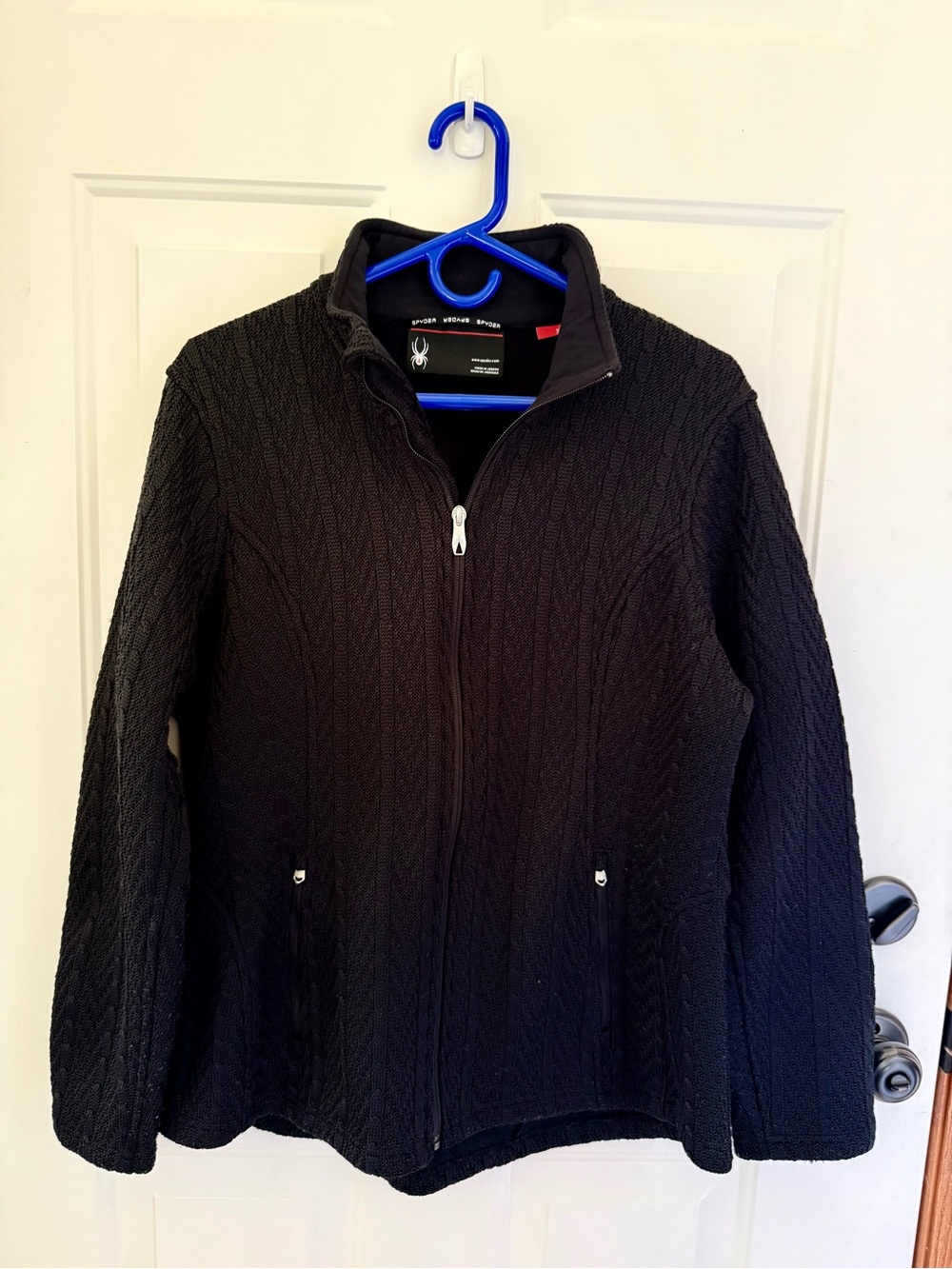 Spyder Black Cable-Knit Full-Zip Jacket